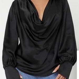 SHEIN Black Satin Blouse